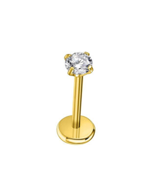 Gold Plated Nose Ring Flat Back 20g